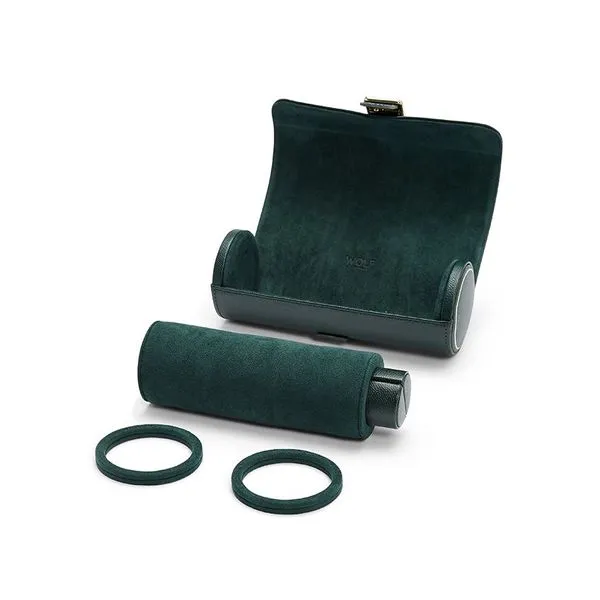 Wolf Designs British Racing Green Triple Watch Roll Image 4 Kiefer Jewelers Lutz, FL
