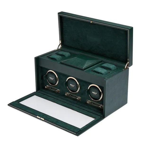 Wolf Designs British Racing Green Triple Wolf Watch Winder Image 2 Kiefer Jewelers Lutz, FL