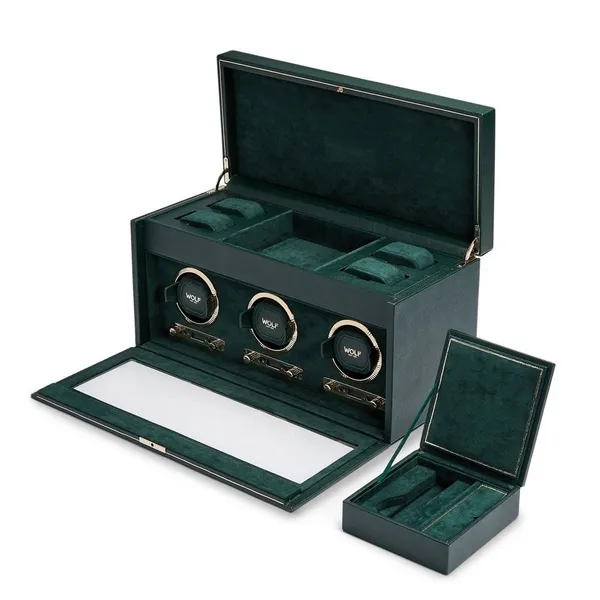 Wolf Designs British Racing Green Triple Wolf Watch Winder Image 3 Kiefer Jewelers Lutz, FL