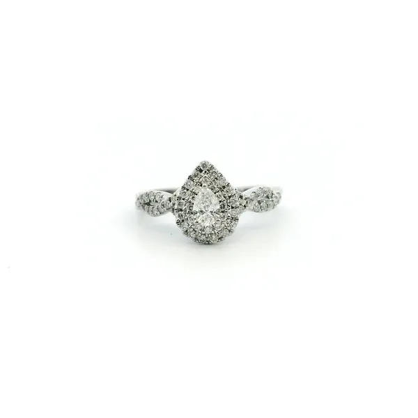 Estate 14KW Pear Shaped Diamond Double Halo Engagement Ring Kiefer Jewelers Lutz, FL