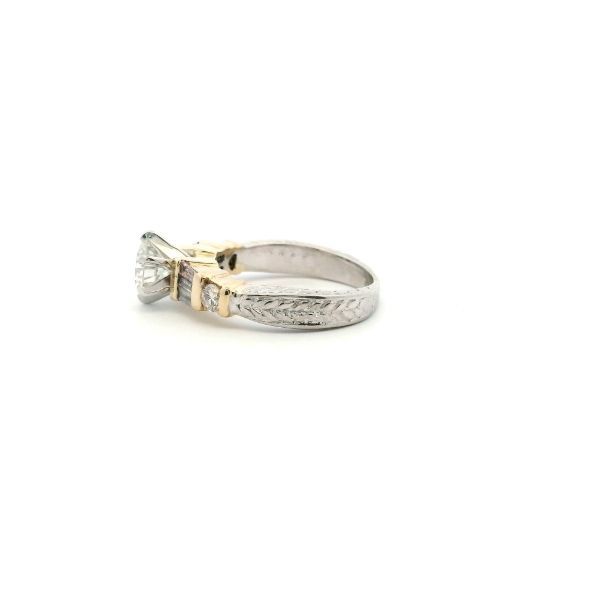 Estate 14KWY 1CTW Etched Engagement Ring Image 4 Kiefer Jewelers Lutz, FL