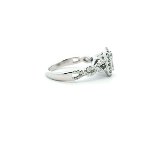 Estate 14KW 0.50CTW Emerald Cut Cluster Engagement Ring Image 3 Kiefer Jewelers Lutz, FL