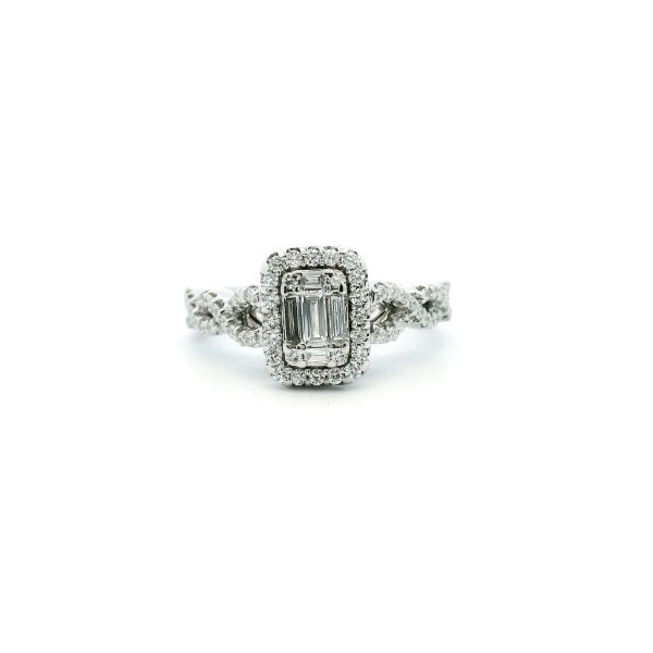Estate 14KW 0.50CTW Emerald Cut Cluster Engagement Ring Kiefer Jewelers Lutz, FL