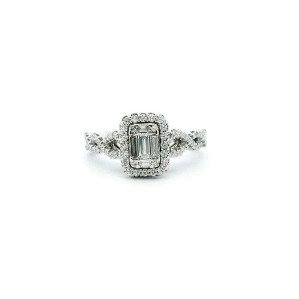 Estate 14KW 0.50CTW Emerald Cut Cluster Engagement Ring Kiefer Jewelers Lutz, FL