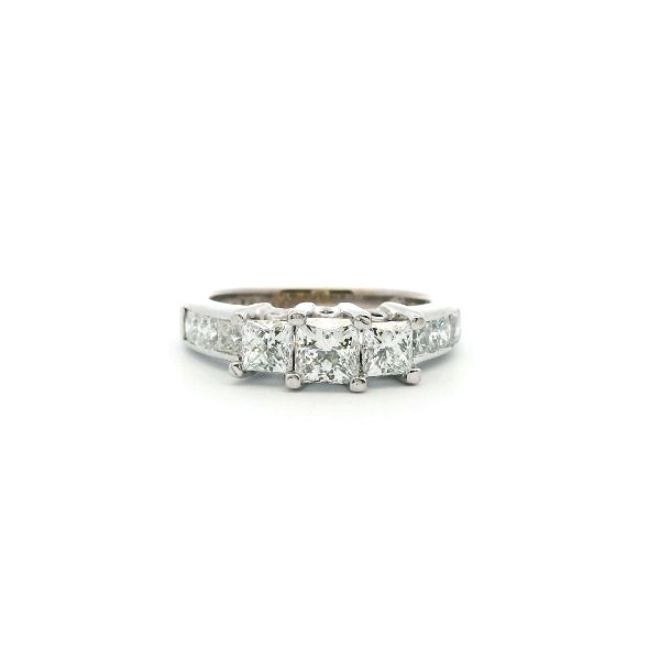 Estate Plat/18KW 1CTW Princess Cut Diamond Three Stone Ring Kiefer Jewelers Lutz, FL