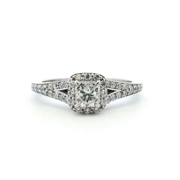 Estate 14KW 0.50CTW Cushion Cut Diamond Halo Engagement Ring Kiefer Jewelers Lutz, FL
