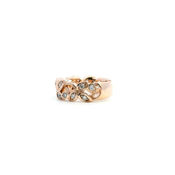 Estate 14KR 0.25CTW Diamond Filigree Leaf Design Band Image 4 Kiefer Jewelers Lutz, FL