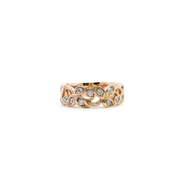 Estate 14KR 0.25CTW Diamond Filigree Leaf Design Band Kiefer Jewelers Lutz, FL