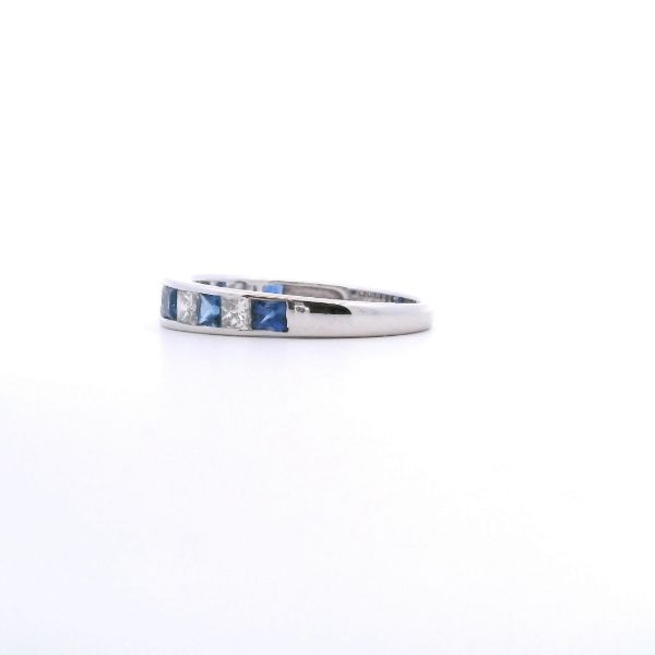 Estate 14KW 0.70CTW Princess Cut Diamond and Sapphire Band Image 3 Kiefer Jewelers Lutz, FL