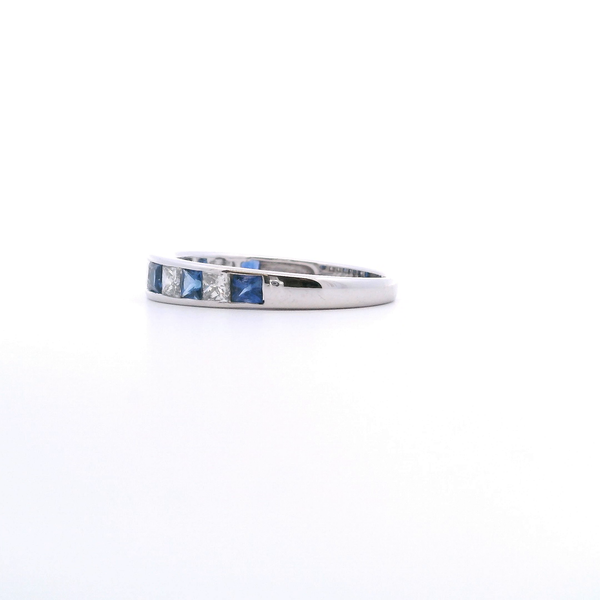Estate 14KW 0.70CTW Princess Cut Diamond and Sapphire Band Image 3 Kiefer Jewelers Lutz, FL