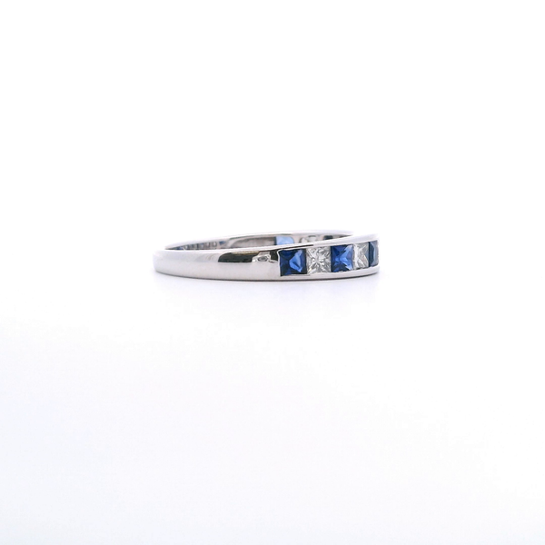 Estate 14KW 0.70CTW Princess Cut Diamond and Sapphire Band Image 4 Kiefer Jewelers Lutz, FL