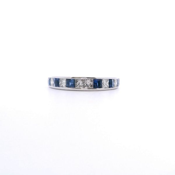 Estate 14KW 0.70CTW Princess Cut Diamond and Sapphire Band Kiefer Jewelers Lutz, FL