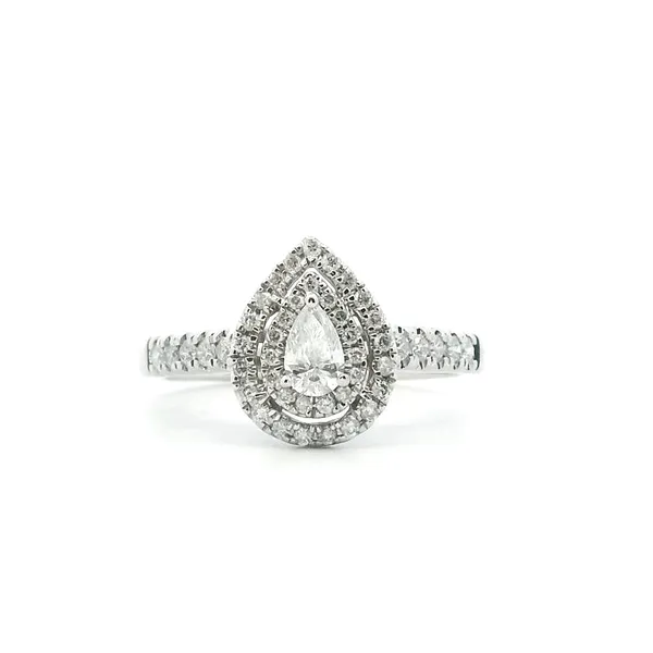 Estate 14KW Pear Shaped Double Halo Diamond Engagement Ring Kiefer Jewelers Lutz, FL