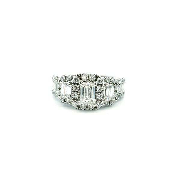 Estate 14KW 1.5CTW Three Stone Emerald Cut Diamond Engagement Ring Kiefer Jewelers Lutz, FL