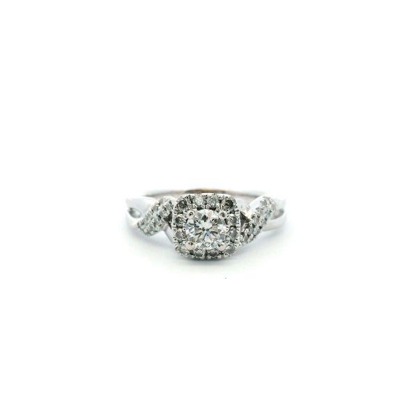 Estate 14KW 0.50CTW Twist Halo Vera Wang Love Engagement Ring Kiefer Jewelers Lutz, FL