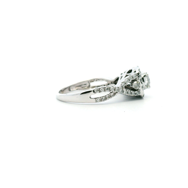 Estate 10KW 0.50CTW Diamond Twist Halo Engagment Ring Image 3 Kiefer Jewelers Lutz, FL