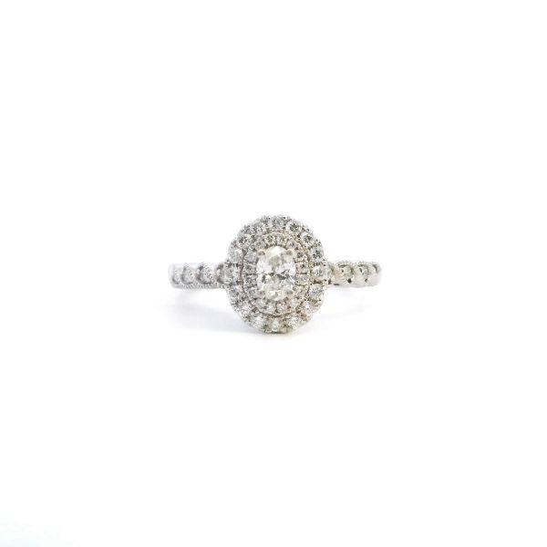 Estate 14KW 0.52CTW Oval Double Halo Twist Engagement Ring Kiefer Jewelers Lutz, FL
