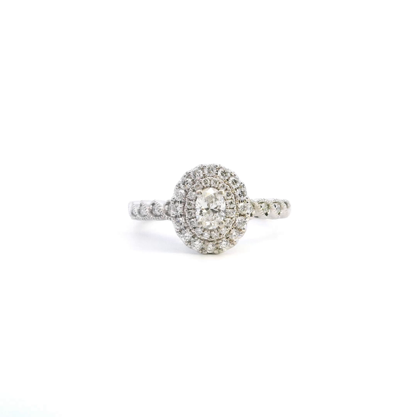 Estate 14KW 0.52CTW Oval Double Halo Twist Engagement Ring Kiefer Jewelers Lutz, FL