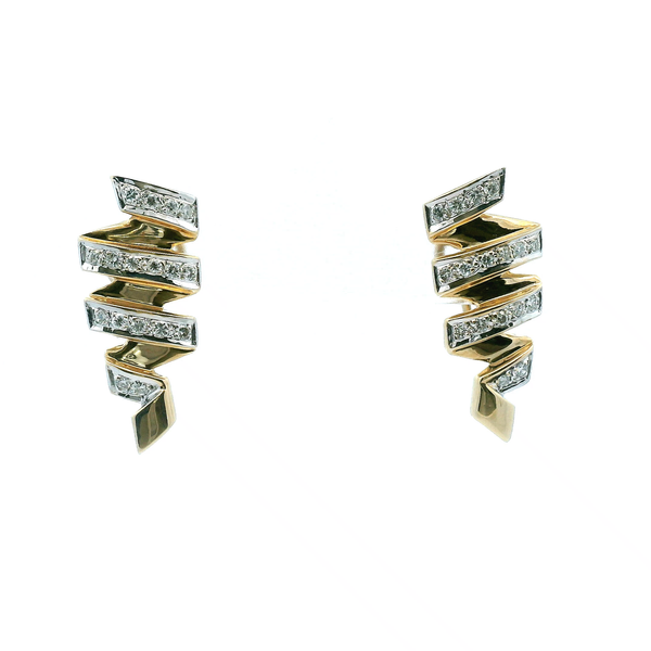 Estate 14KYW Diamond Zig Zag Earrings Kiefer Jewelers Lutz, FL