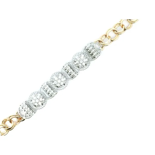 Estate 18KW/14KY Diamond Cluster and Fancy Link Bracelet Kiefer Jewelers Lutz, FL