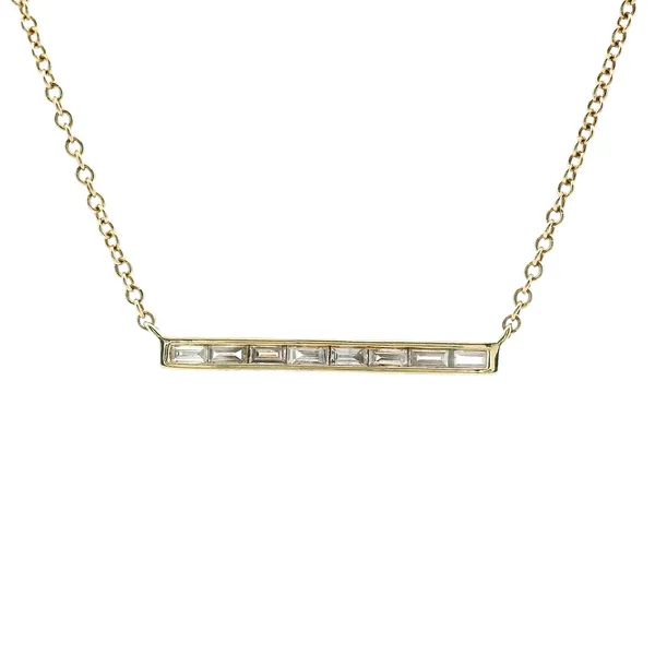 Estate 14KY Baguette Diamond Bar Necklace Kiefer Jewelers Lutz, FL
