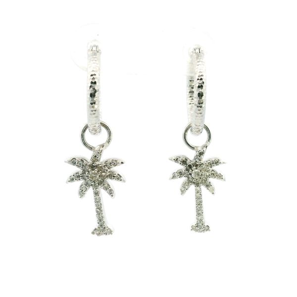 Estate 14KW Diamond Pave Palm Tree Earring Charms Kiefer Jewelers Lutz, FL