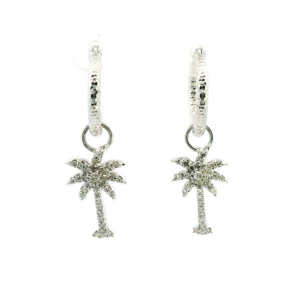 Estate 14KW Diamond Pave Palm Tree Earring Charms Kiefer Jewelers Lutz, FL