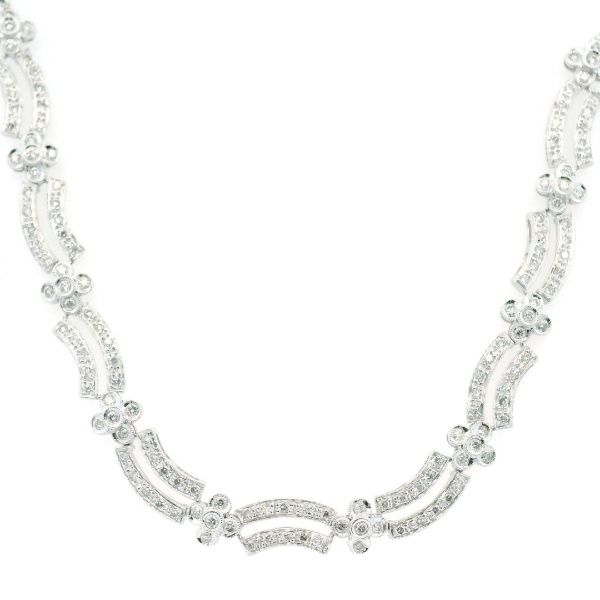 Estate 14KW 1.50CTW Diamond Vintage Floral Necklace Kiefer Jewelers Lutz, FL
