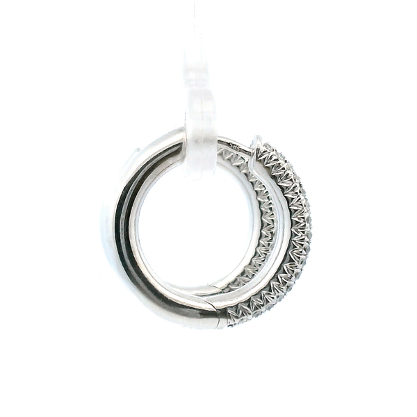 Estate 14KW Pave Diamond Hoop Earrings Image 3 Kiefer Jewelers Lutz, FL