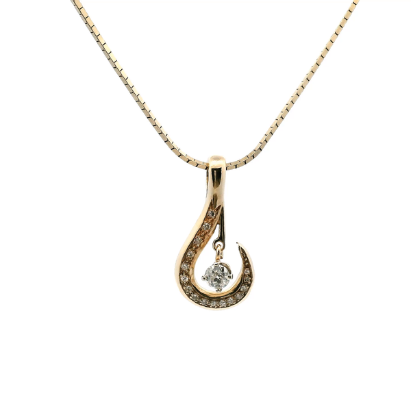 Estate 14KY 0.36CTW Diamond Hook Pendant with Snake Chain Kiefer Jewelers Lutz, FL