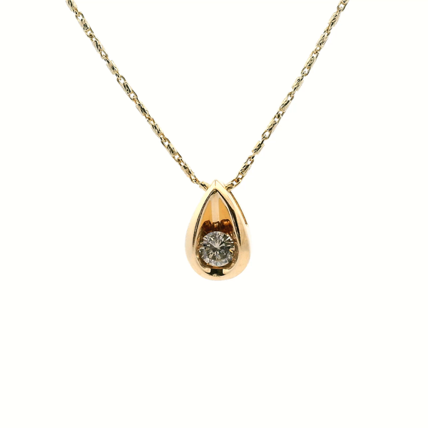 Estate 14KY 0.20CTW Diamond Tear Drop Solitaire Pendant Kiefer Jewelers Lutz, FL