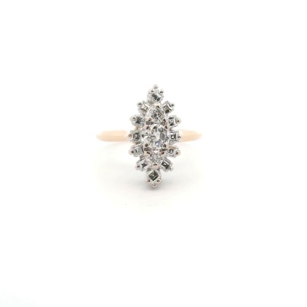Estate 14KY 0.75CTW Diamond Vintage Navette Style Cluster Ring Kiefer Jewelers Lutz, FL