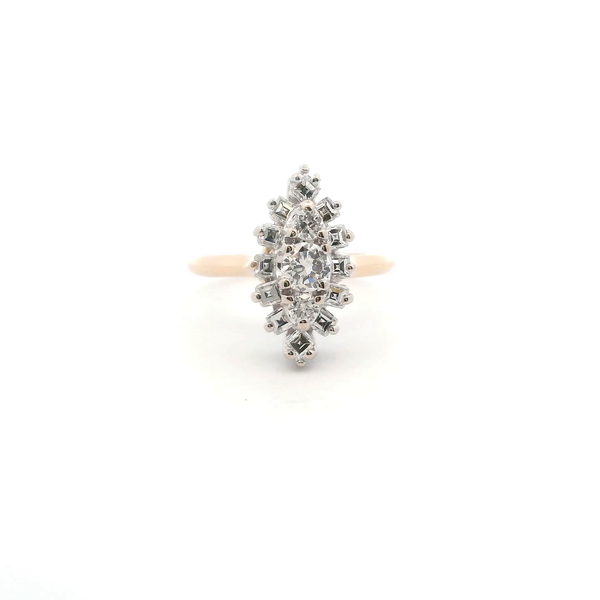 Estate 14KY 0.75CTW Diamond Vintage Navette Style Cluster Ring Kiefer Jewelers Lutz, FL