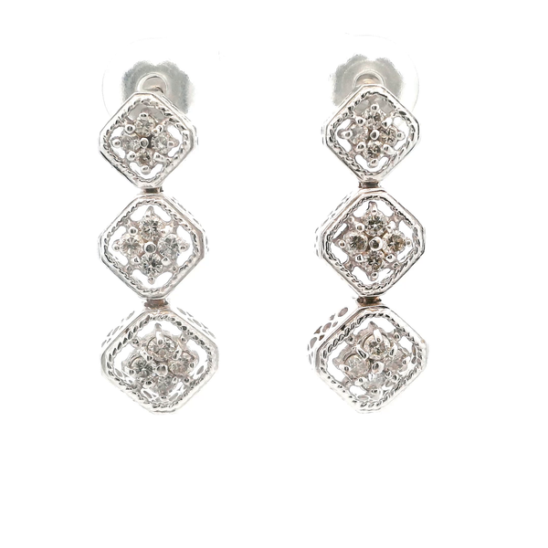 Estate 18KW 0.38CTW Diamond Vintage Style Drop Earrings Kiefer Jewelers Lutz, FL