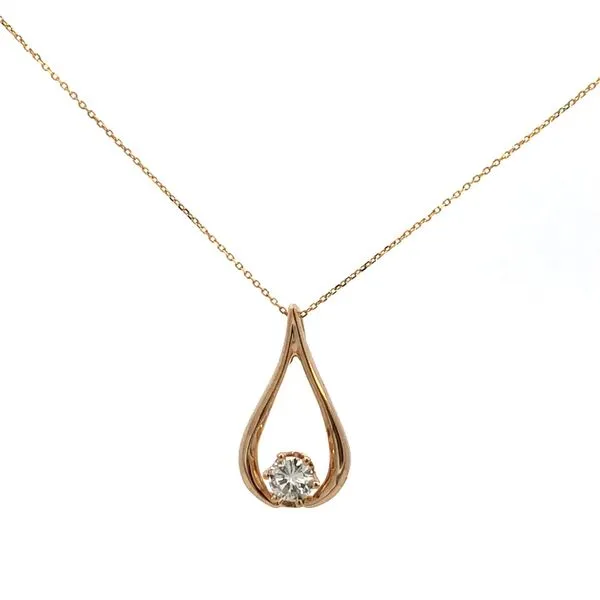 Estate 14KY Diamond Tear Drop Shaped Solitaire Pendant Kiefer Jewelers Lutz, FL