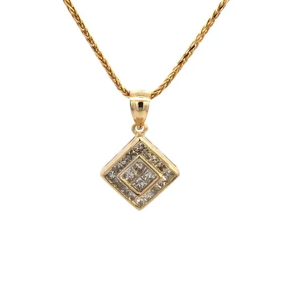 Estate 14KY 1CTW Invisible Set Princess Cut Diamond Pendant Kiefer Jewelers Lutz, FL