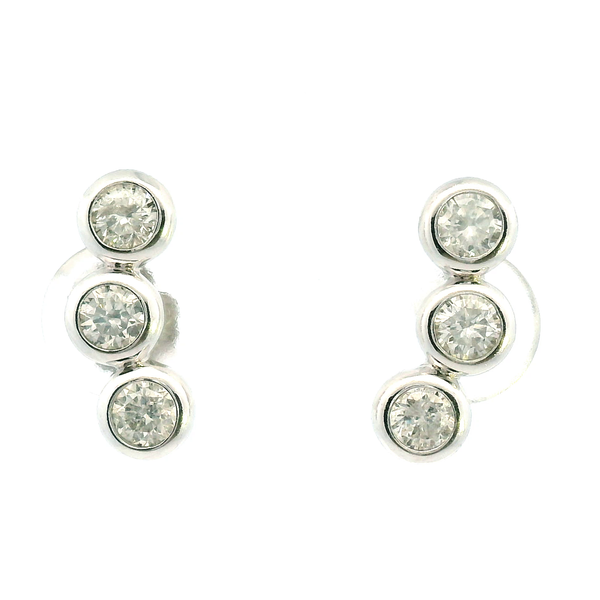 Estate 14KW 0.60CTW Diamond Bezel Climber Earrings Kiefer Jewelers Lutz, FL