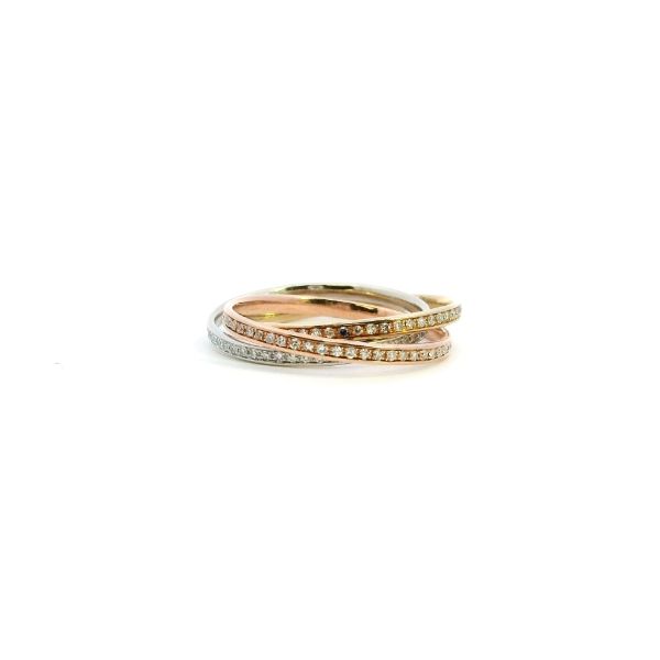 Estate 14K Tri-Color Triple Channel Set Diamond Ring Image 3 Kiefer Jewelers Lutz, FL