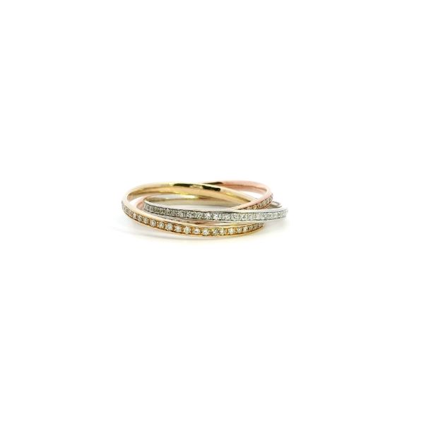 Estate 14K Tri-Color Triple Channel Set Diamond Ring Image 4 Kiefer Jewelers Lutz, FL
