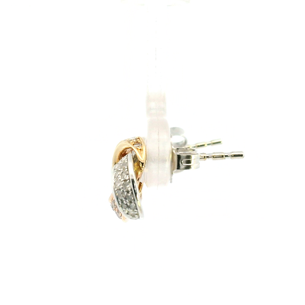 Estate 14K Tri-Colored .50CTW Diamond Love Knot Stud Earrings Image 4 Kiefer Jewelers Lutz, FL