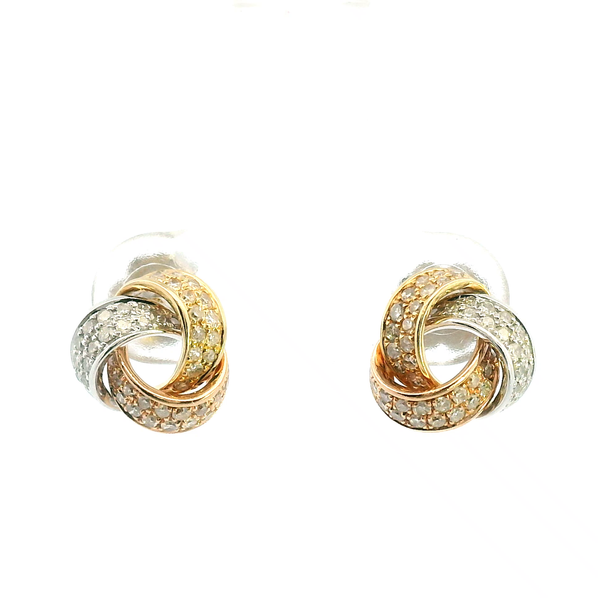 Estate 14K Tri-Colored .50CTW Diamond Love Knot Stud Earrings Kiefer Jewelers Lutz, FL