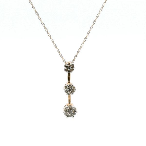 10KY Diamond Past, Present, Future Cluster Pendant on 14KY Rope Chain Kiefer Jewelers Lutz, FL