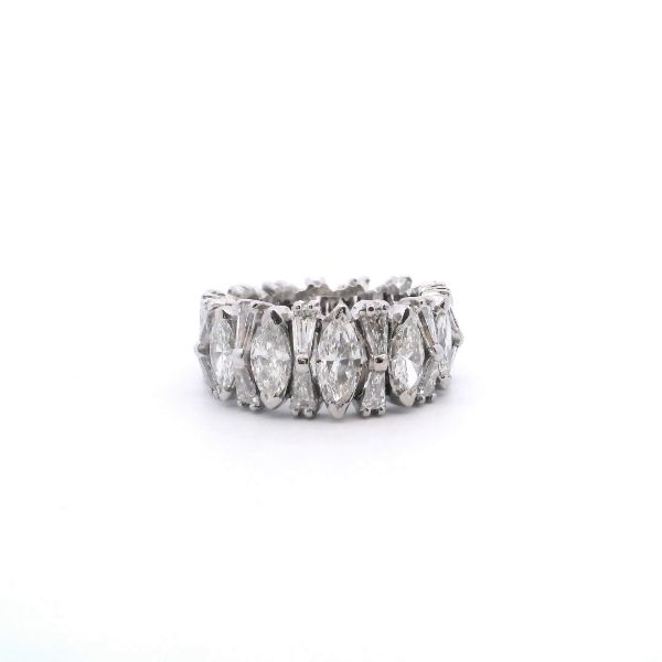 Estate Plat 5.69CTW Marquise and Baguette Tapered Eternity Band Kiefer Jewelers Lutz, FL