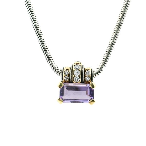 Estate SS/18KY Amethyst and Diamond Slide on Snake Chain Kiefer Jewelers Lutz, FL