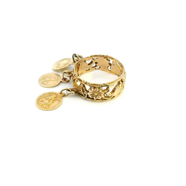 Estate 14KY Floral Band with 18KY Religious Charms Image 4 Kiefer Jewelers Lutz, FL