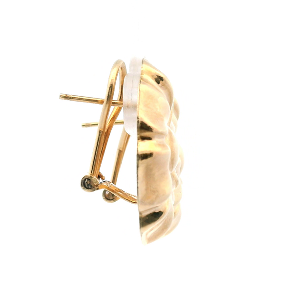 Estate 14KY Flower Button Omega Back Earrings Image 3 Kiefer Jewelers Lutz, FL