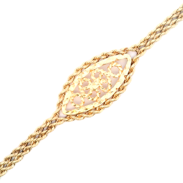 Estate 14KY Oval Filagree Double Rope ID Style Bracelet Kiefer Jewelers Lutz, FL