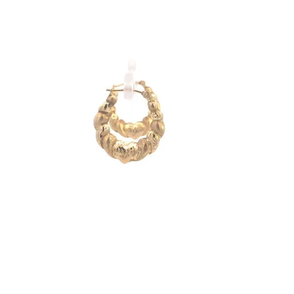 Estate 14KY Diamond Cut Heart Hoop Earrings Image 3 Kiefer Jewelers Lutz, FL