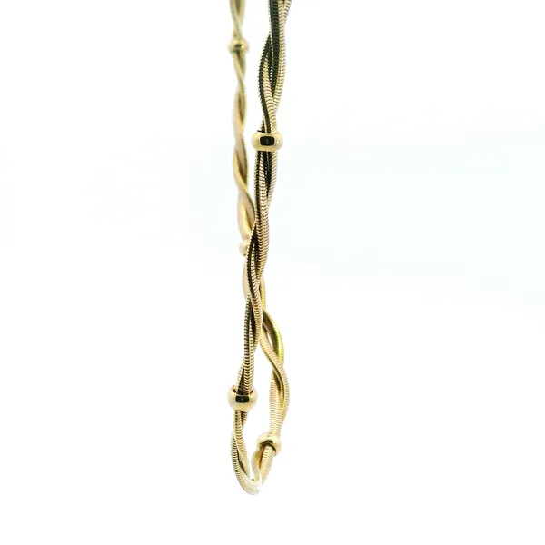 Estate 14KY Twisted Snake Chain with Station Beads Image 4 Kiefer Jewelers Lutz, FL