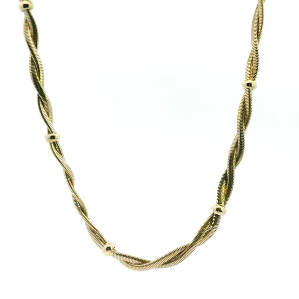 Estate 14KY Twisted Snake Chain with Station Beads Kiefer Jewelers Lutz, FL